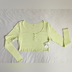 NWT BP Nordstrom Long Sleeve knit Henley Crop Top